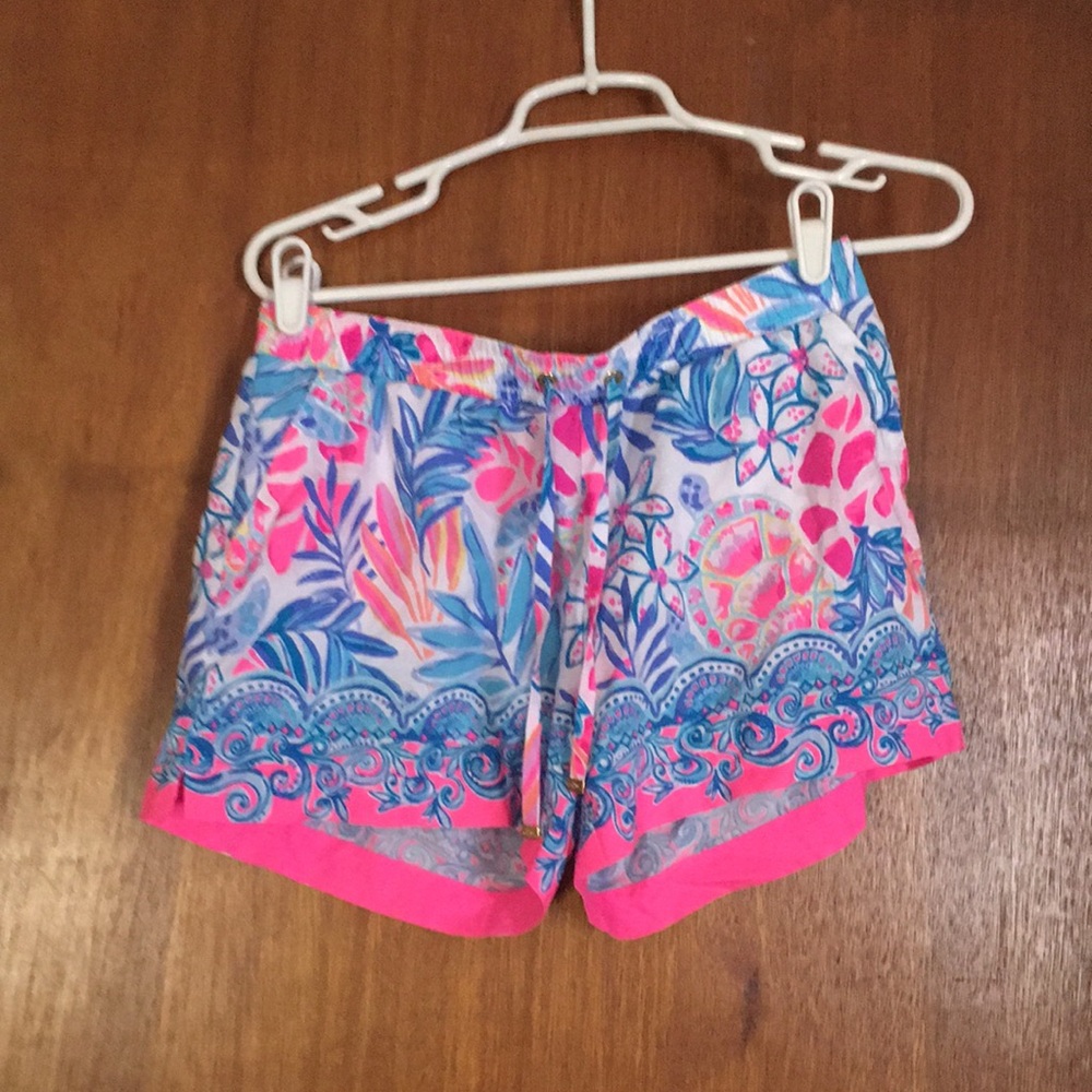 LILLY Pulitzer, Floral Print Pink & Blue Women's Shorts